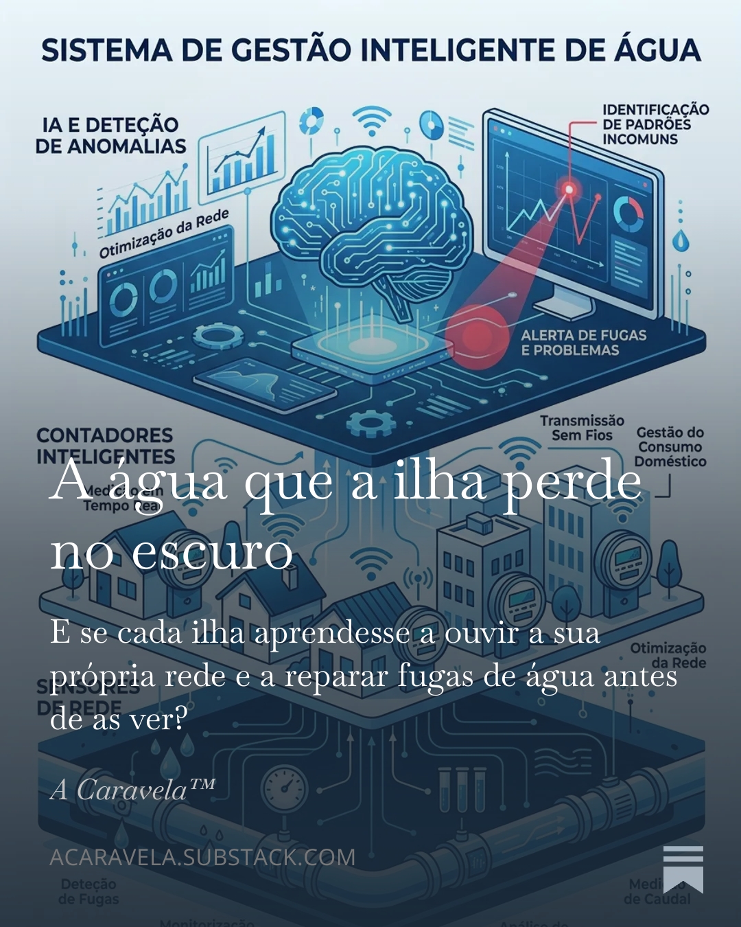 A água que a ilha perde no escuro