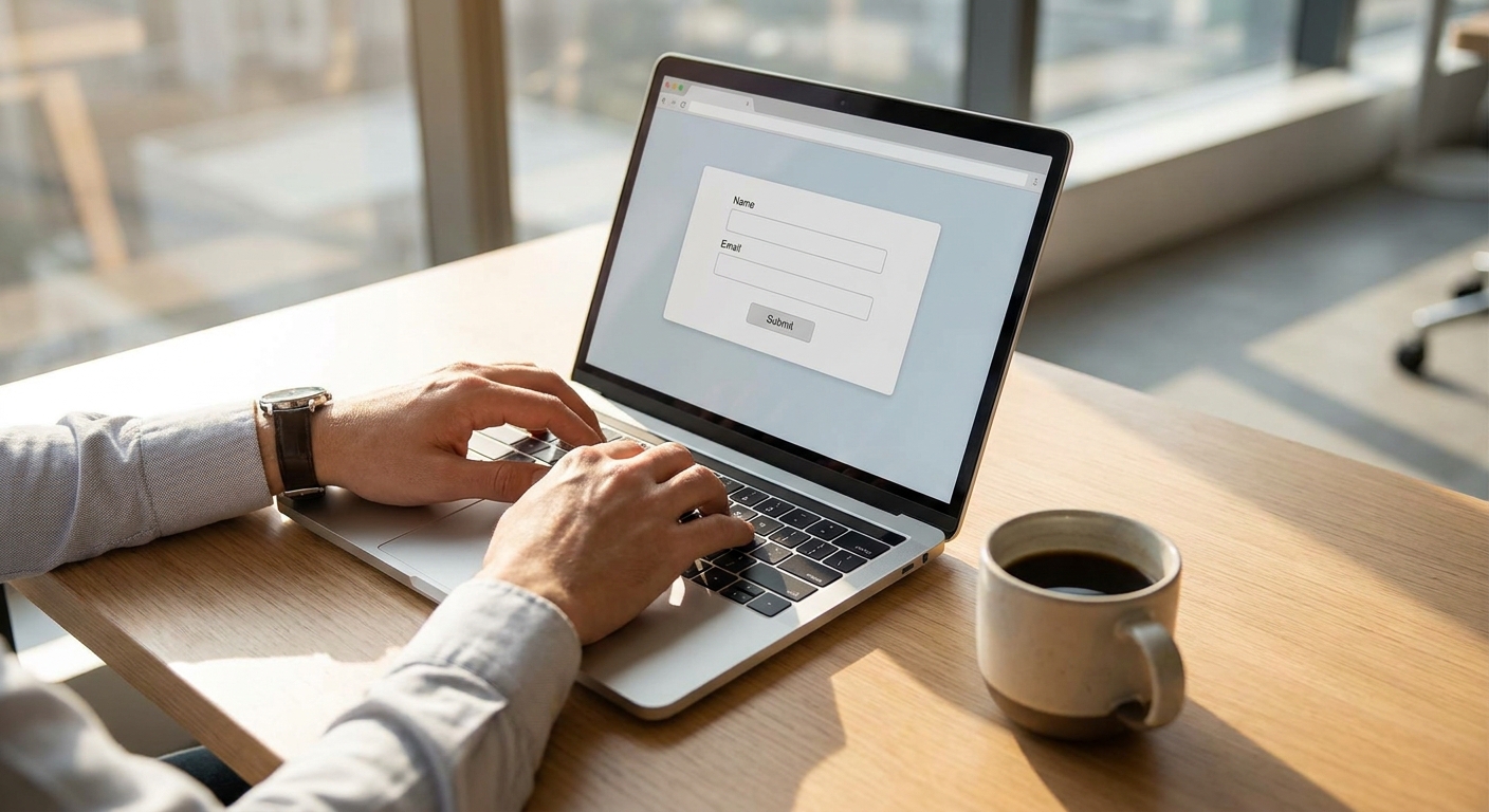 Person typing on a laptop to quote a probate bond online