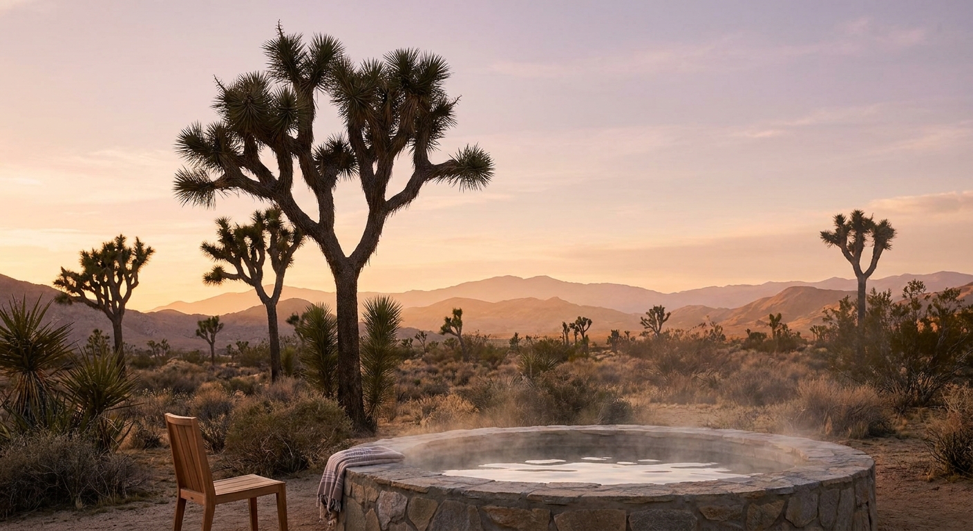 Joshua trees silhouetted at sunset