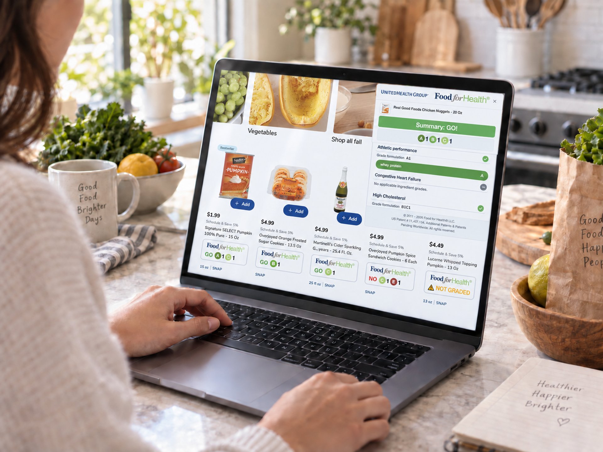 Food for Health personalized product results displayed while shopping online