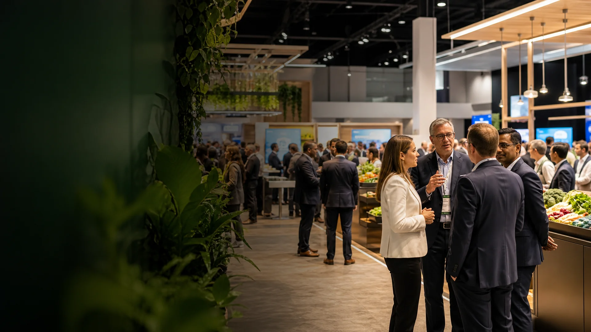 Grocery retail and technology leaders connecting at an industry conference
