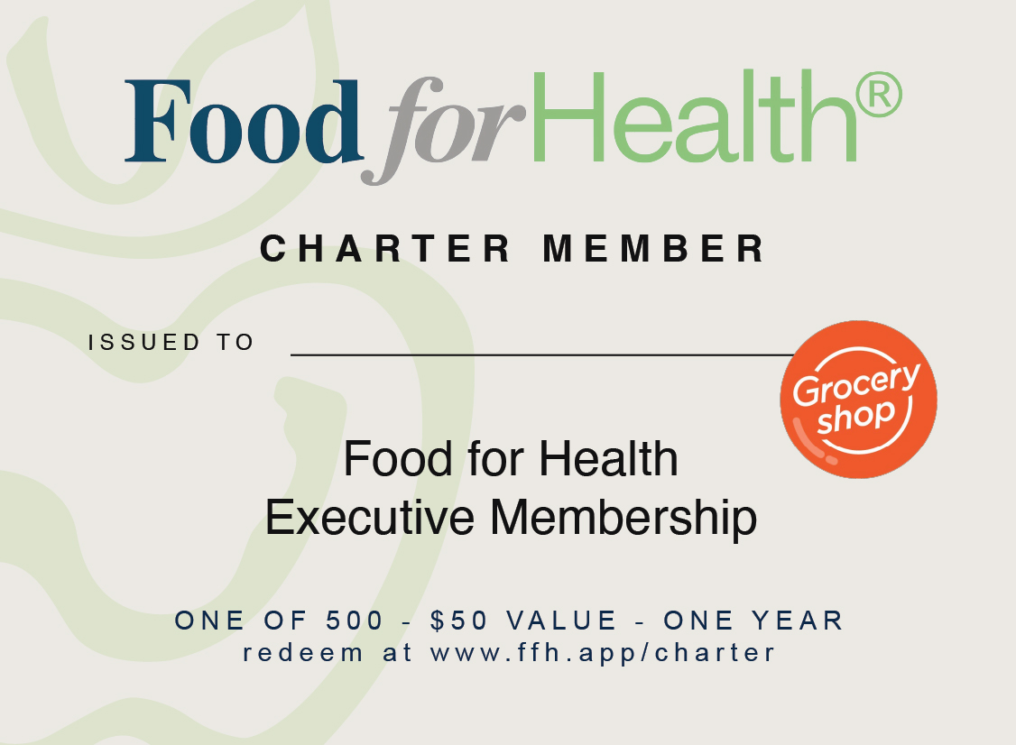 Food for Health® Charter Member card front