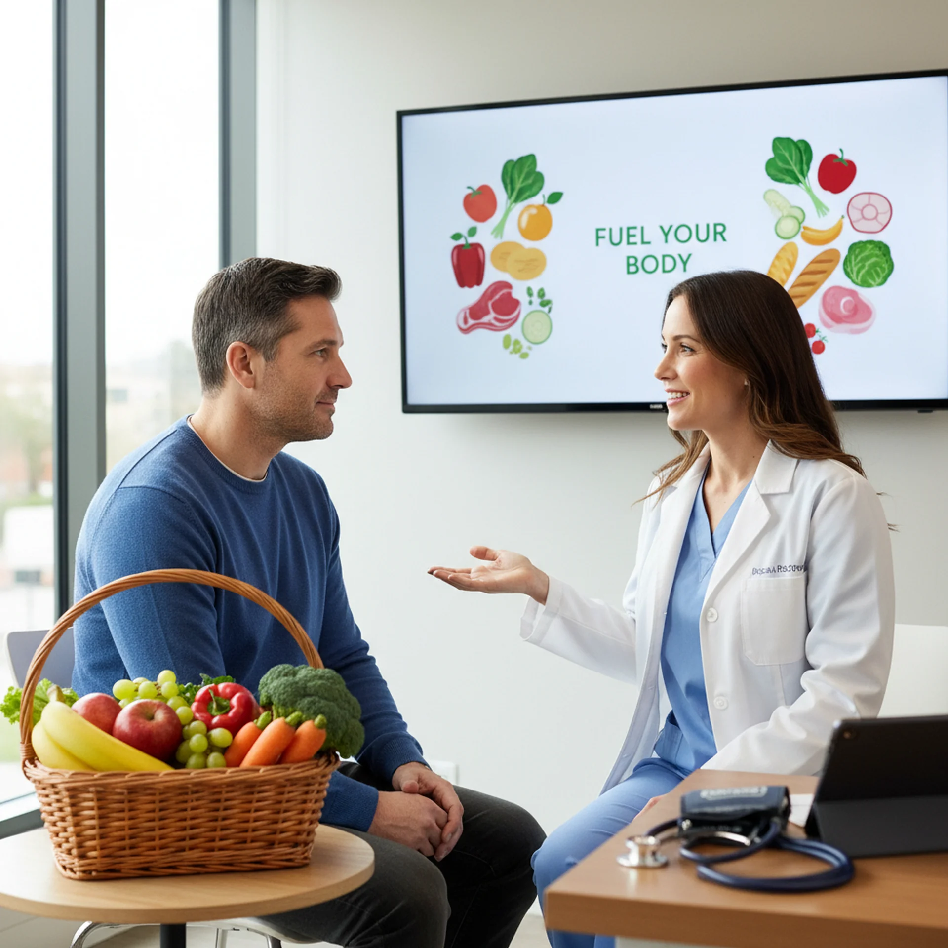 Healthcare provider consulting with patient about nutrition and wellness recommendations