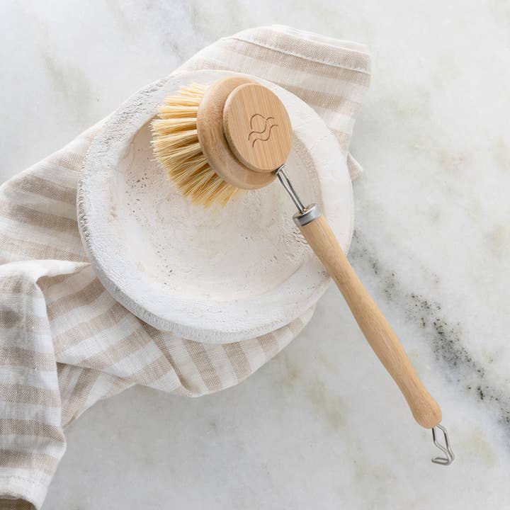 Sisal Bamboo Dish Brush with Replaceable Head – Wide Design