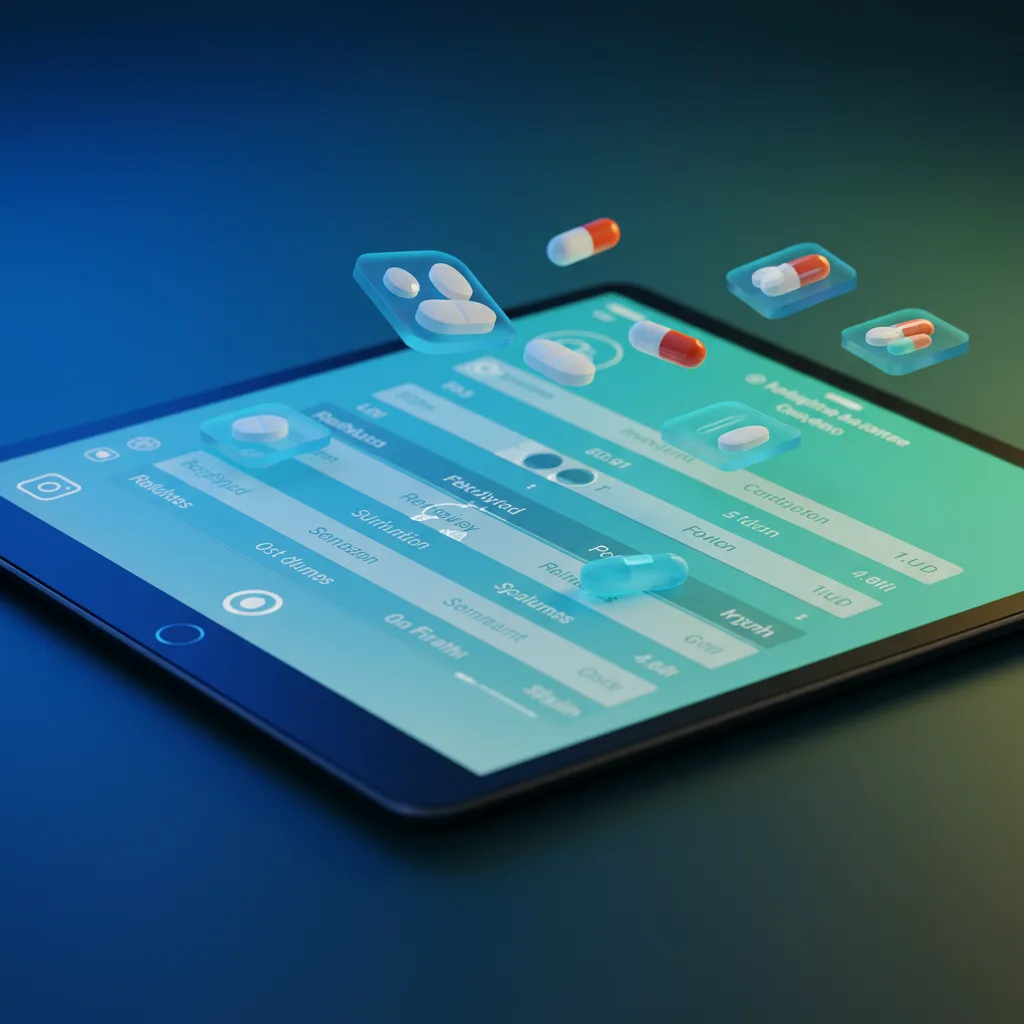 Close-up of a digital pill organizer app showing modern medication management technology
