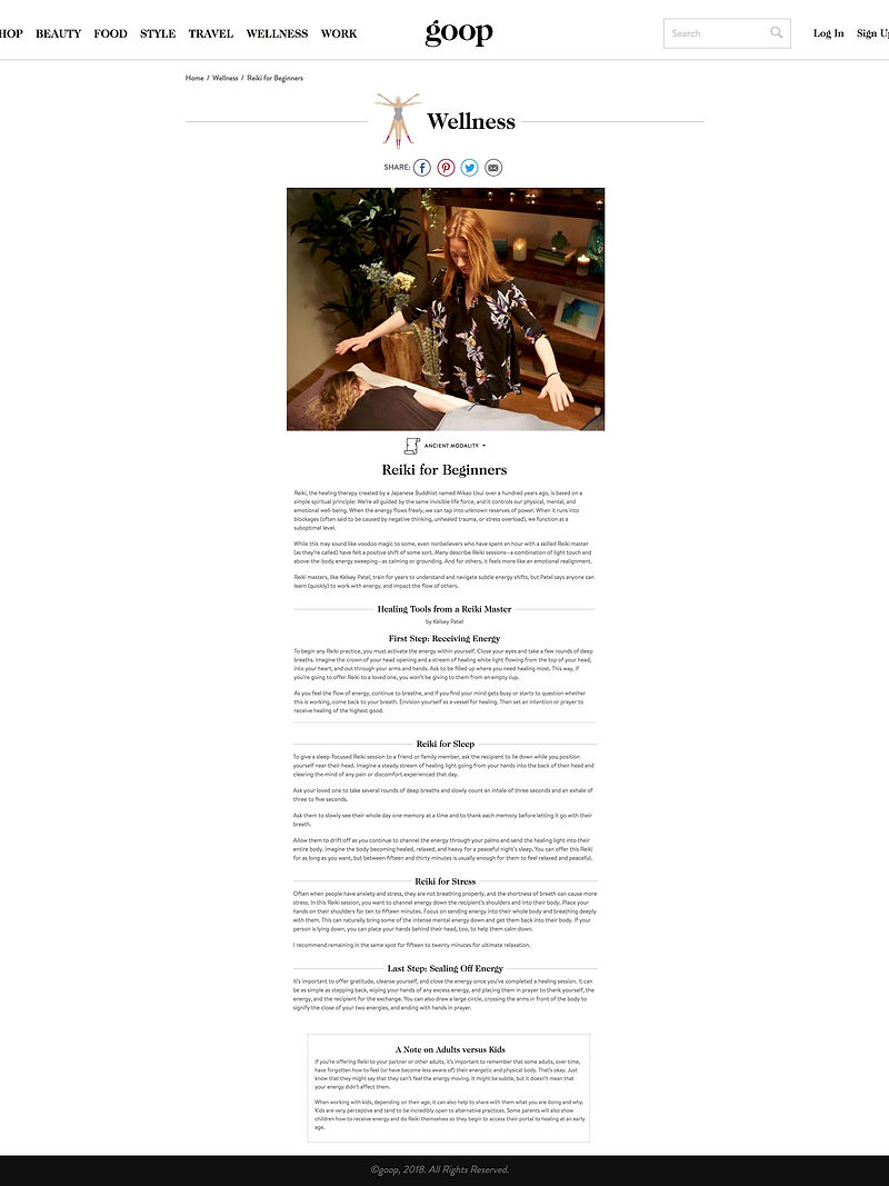 Goop | June 2018 - Reiki for Beginners