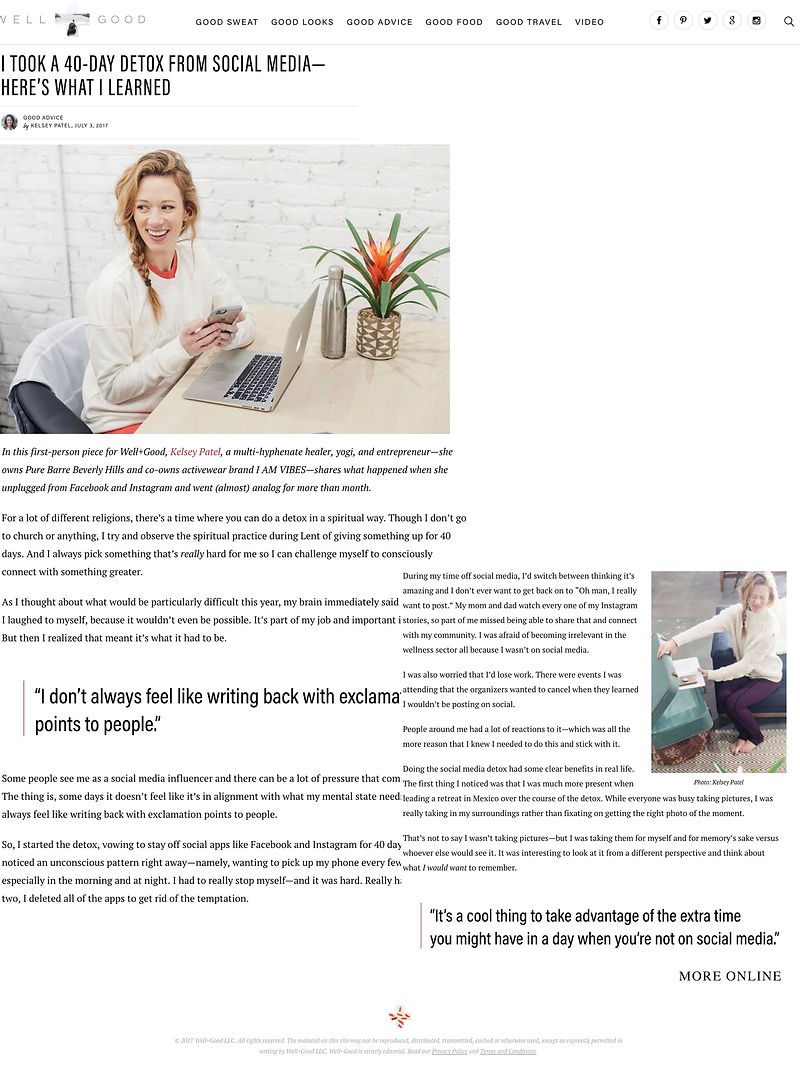 WELL + GOOD - Social Media Detox