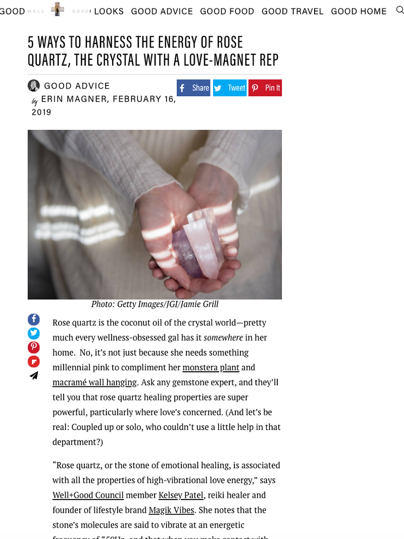 Well + Good | February 2019 - Rose Quartz