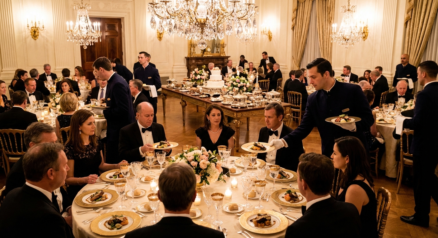 Luxurious large private party with premium service and elegant presentation