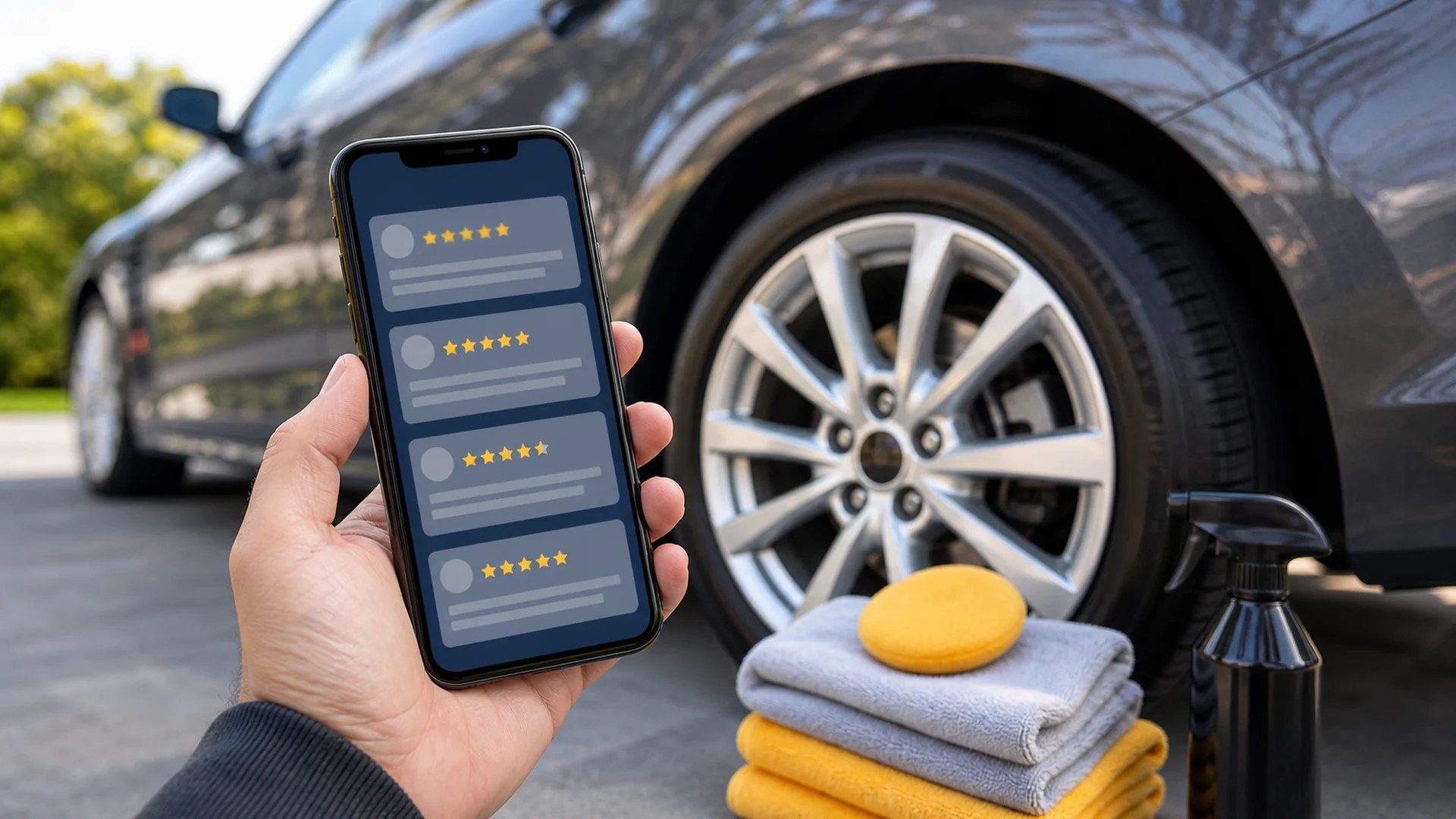 AI-generated auto detailing support photo for How to Compare Auto Detailing Reviews Across Groupon, Facebook, and Yelp