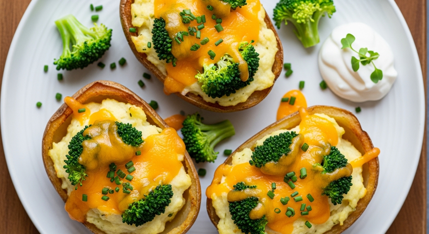 Cheddar Broccoli Potato Skins