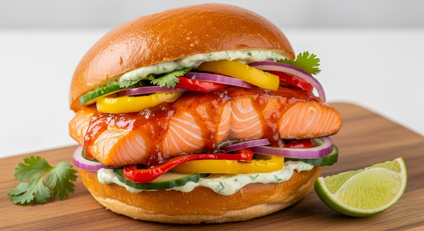 Mango Habanero Glazed Salmon Sandwich